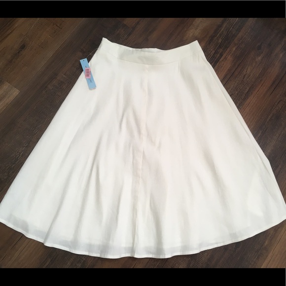 Antonio Melani Linen Blend A Line White Skirt - Picture 3 of 8